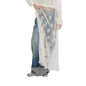 Chic Sheer White Floral Overlay